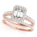 LUMEO Emerald Halo Engagement Ring 