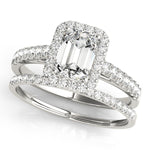 LUMEO Emerald Halo Engagement Ring 