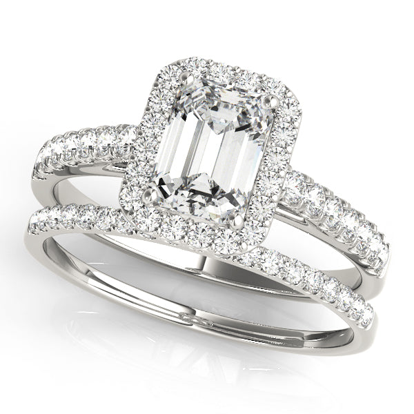 LUMEO Emerald Halo Engagement Ring 