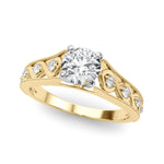 LUMEO Emerald Halo Diamond Engagement Ring Front View in 18k Solid Yellow Gold 