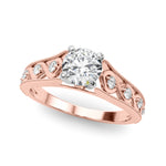 LUMEO Emerald Halo Diamond Engagement Ring Front View in 18k Solid Rose Gold 
