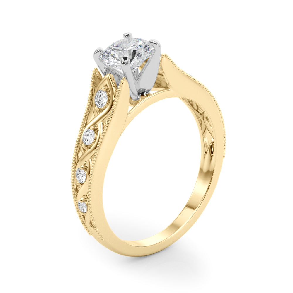 LUMEO Emerald Halo Diamond Engagement Ring Angle View in 18k Solid Yellow Gold 