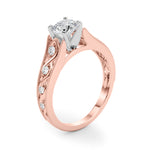 LUMEO Emerald Halo Diamond Engagement Ring Angle View in 18k Solid Rose Gold 