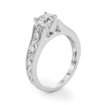 LUMEO Emerald Halo Diamond Engagement Ring Angle View in Platinum 