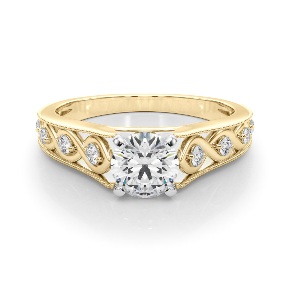 LUMEO Emerald Halo Diamond Engagement Ring Set in 18k Solid Yellow Gold 