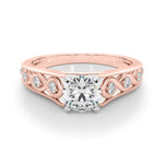 LUMEO Emerald Halo Diamond Engagement Ring Set in 18k Solid Rose Gold 