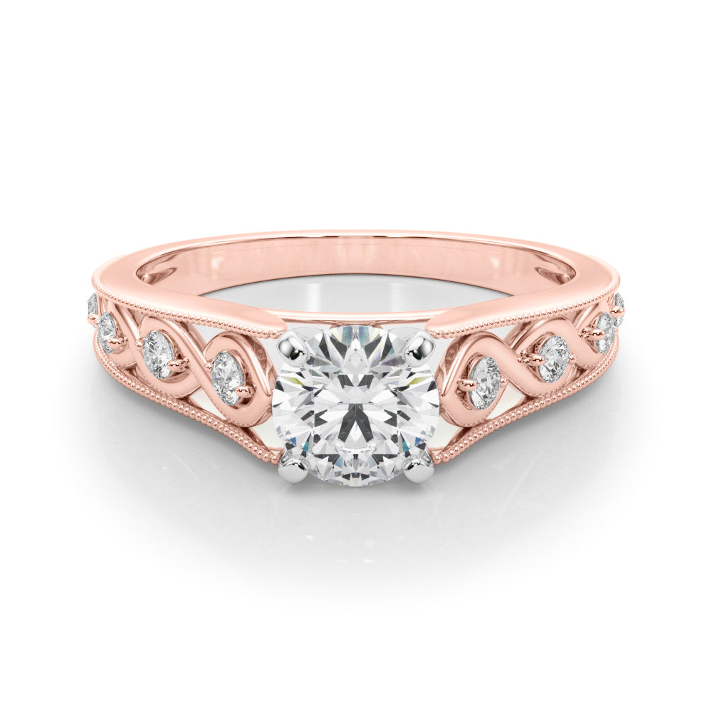 LUMEO Emerald Halo Diamond Engagement Ring Set in 18k Solid Rose Gold 