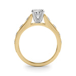 LUMEO Emerald Halo Diamond Engagement Ring Side View in 18k Solid Yellow Gold 