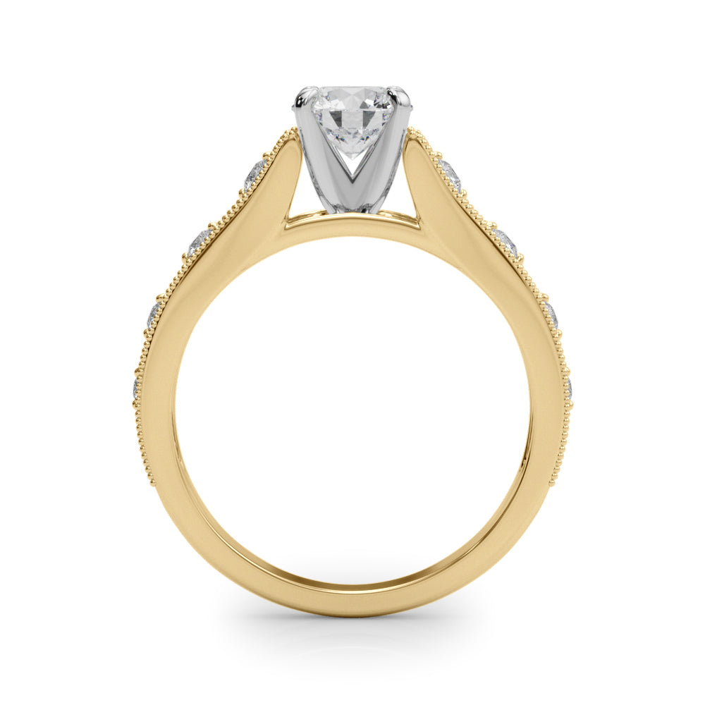 LUMEO Emerald Halo Diamond Engagement Ring Side View in 18k Solid Yellow Gold 