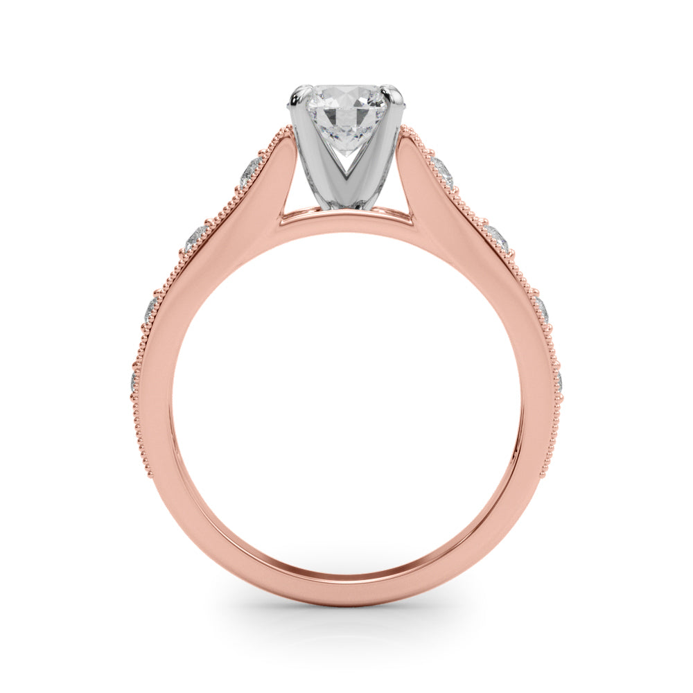 LUMEO Emerald Halo Diamond Engagement Ring Side View in 18k Solid Rose Gold 