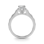 LUMEO Emerald Halo Diamond Engagement Ring Side View in Platinum 
