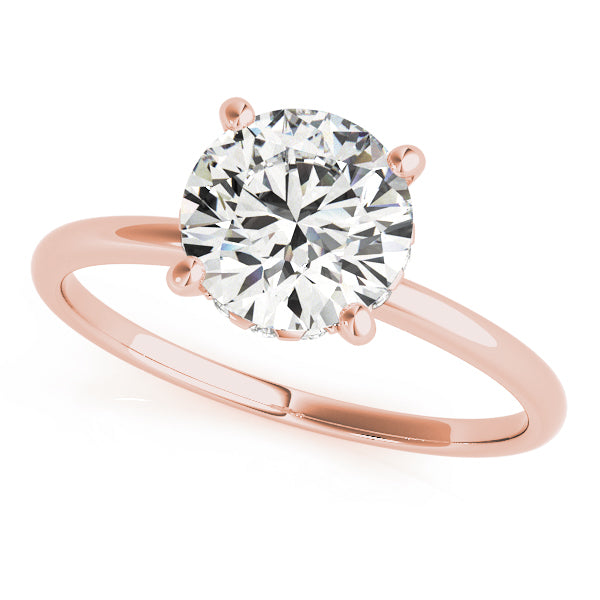 LUMEO Round Hidden Halo Diamond Engagement Ring Front View in 18k Solid Rose Gold 