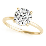 LUMEO Round Hidden Halo Diamond Engagement Ring Front View in 18k Solid Yellow Gold 