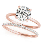 LUMEO Round Hidden Halo Diamond Engagement Ring Set in 18k Solid Rose Gold 