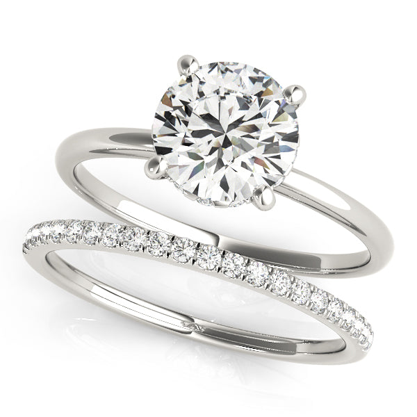 LUMEO Round Hidden Halo Diamond Engagement Ring Set in Platinum 