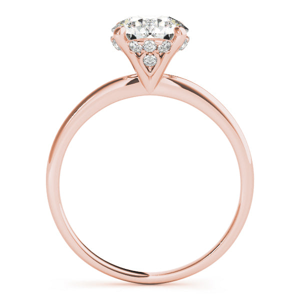 LUMEO Round Hidden Halo Diamond Engagement Ring Side View in 18k Solid Rose Gold 