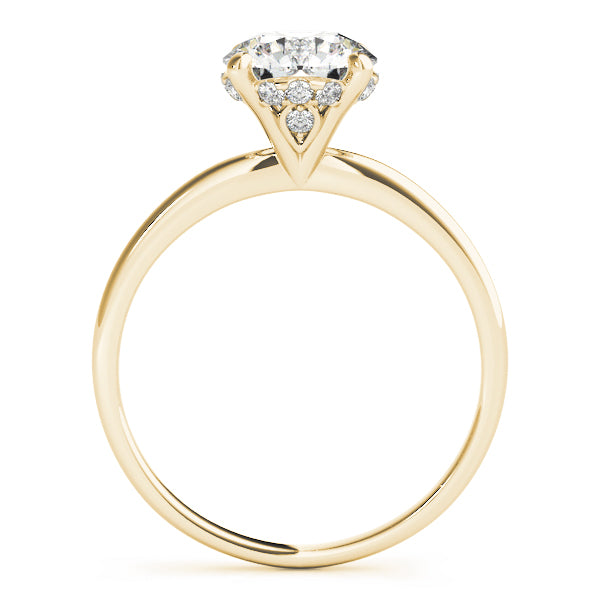 LUMEO Round Hidden Halo Diamond Engagement Ring Side View in 18k Solid Yellow Gold 