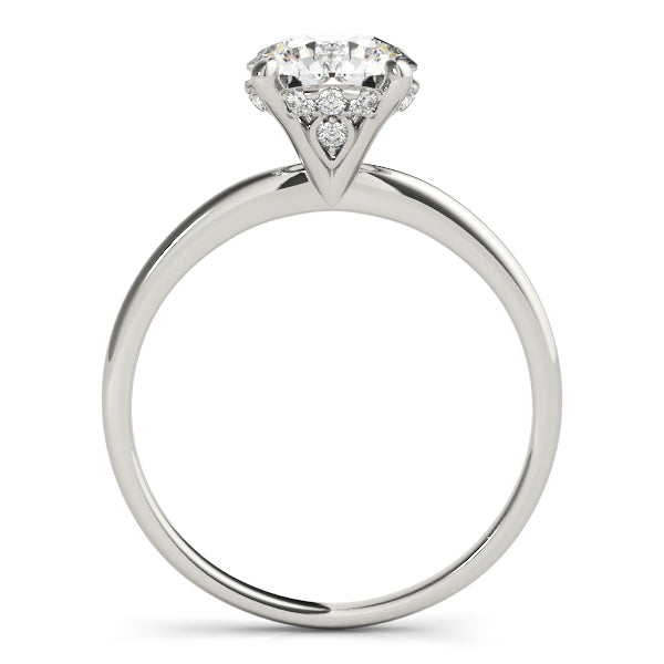 LUMEO Round Hidden Halo Diamond Engagement Ring Side View in Platinum 