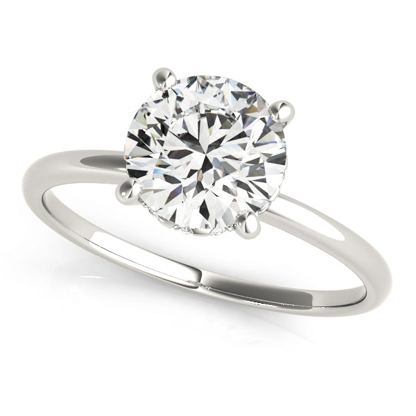 LUMEO Round Hidden Halo Diamond Engagement Ring Front View in Platinum 