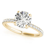 LUMEO Round Hidden Halo Diamond Engagement Ring Front View in 18k Solid Yellow Gold 