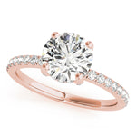 LUMEO Round Hidden Halo Diamond Engagement Ring Front View in 18k Solid Rose Gold 