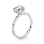 LUMEO Round Hidden Halo Diamond Engagement Ring Angle View in Platinum 