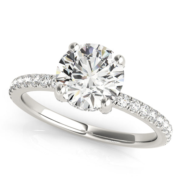 LUMEO Round Hidden Halo Diamond Engagement Ring Front View in Platinum #platinum