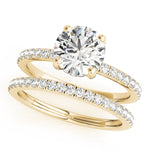 LUMEO Round Hidden Halo Diamond Engagement Ring Set in 18k Solid Yellow Gold 