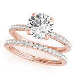 LUMEO Round Hidden Halo Diamond Engagement Ring Set in 18k Solid Rose Gold 