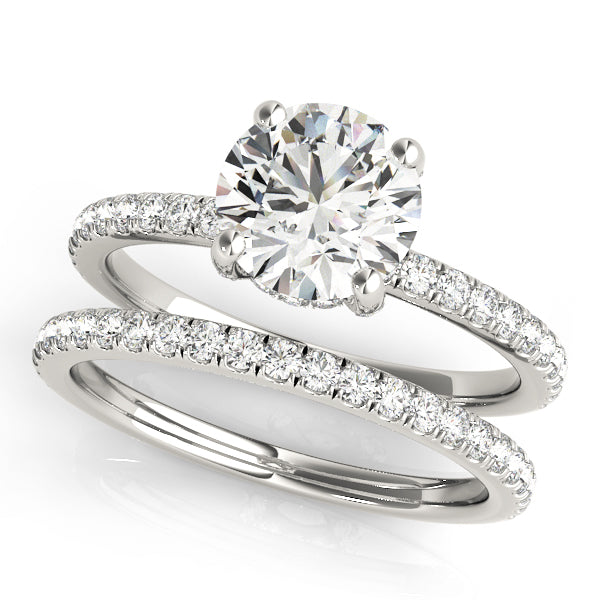 LUMEO Round Hidden Halo Diamond Engagement Ring Set in Platinum 