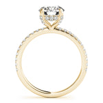 LUMEO Round Hidden Halo Diamond Engagement Ring Side View in 18k Solid Yellow Gold 