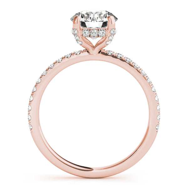 LUMEO Round Hidden Halo Diamond Engagement Ring Side View in 18k Solid Rose Gold 