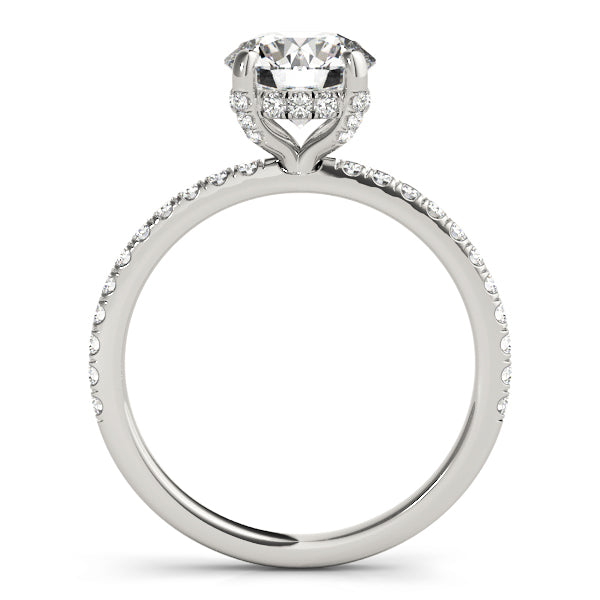 LUMEO Round Hidden Halo Diamond Engagement Ring Side View in Platinum 