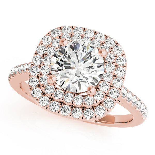 LUMEO Round Halo Diamond Engagement Ring Front View in 18k Solid Rose Gold 