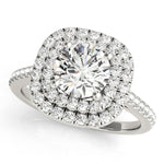 LUMEO Round Halo Diamond Engagement Ring Front View in Platinum 