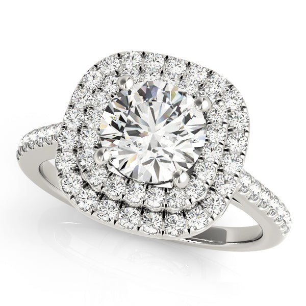 LUMEO Round Halo Diamond Engagement Ring Front View in Platinum 