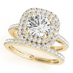 LUMEO Round Halo Diamond Engagement Ring Set in 18k Solid Yellow Gold 