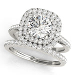 LUMEO Round Halo Diamond Engagement Ring Set in Platinum 
