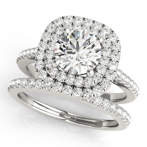 LUMEO Round Halo Diamond Engagement Ring Set in Platinum 