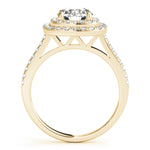 LUMEO Round Halo Diamond Engagement Ring Side View in 18k Solid Yellow Gold 