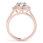 LUMEO Round Halo Diamond Engagement Ring Side View in 18k Solid Rose Gold 