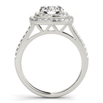 LUMEO Round Halo Diamond Engagement Ring Side View in Platinum 