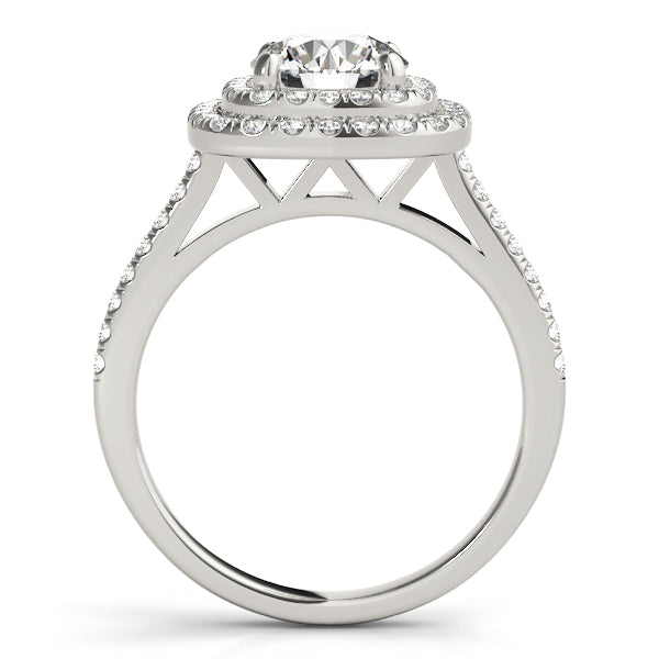 LUMEO Round Halo Diamond Engagement Ring Side View in Platinum 