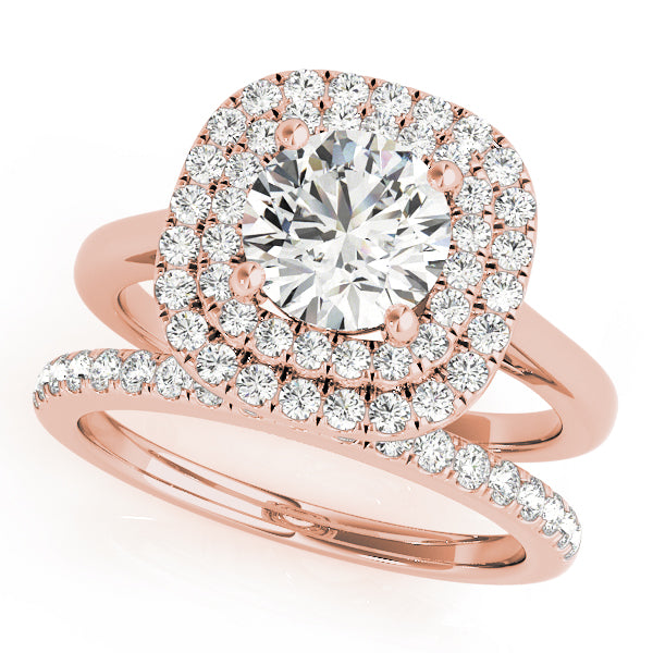 LUMEO Round Double Halo Engagement Ring 