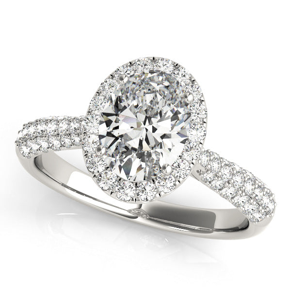 LUMEO Oval Halo Diamond Engagement Ring Front View in Platinum 