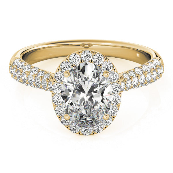 LUMEO Oval Halo Diamond Engagement Ring Set in 18k Solid Yellow Gold 