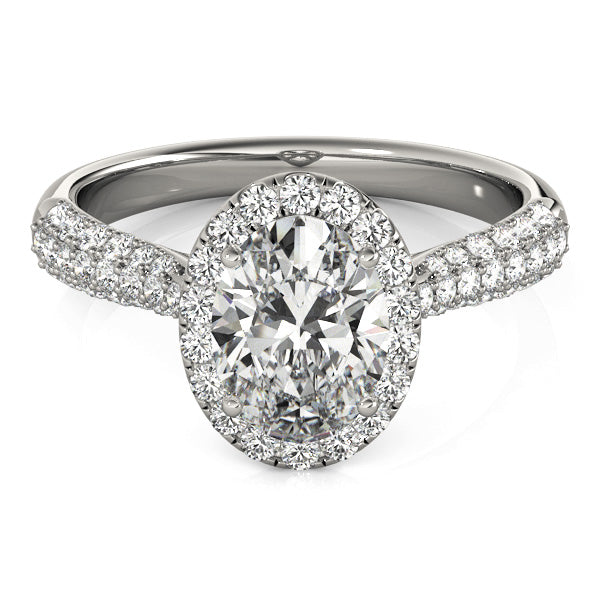 LUMEO Oval Halo Diamond Engagement Ring Set in Platinum 