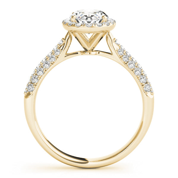 LUMEO Oval Halo Diamond Engagement Ring Side View in 18k Solid Yellow Gold 