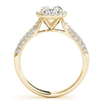 LUMEO Oval Halo Diamond Engagement Ring Side View in 18k Solid Yellow Gold 