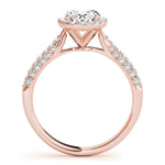 LUMEO Oval Halo Diamond Engagement Ring Side View in 18k Solid Rose Gold 